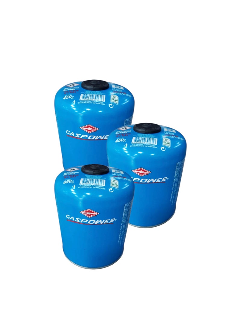 GASPOWER 3 Pieces of Large Outdoor Camping Butane Gas 450g - Image 1